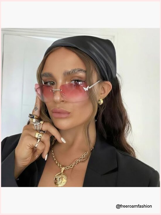 Y2K Rimless Square Sunglasses Trendy Retro UV400 Shades main image 7